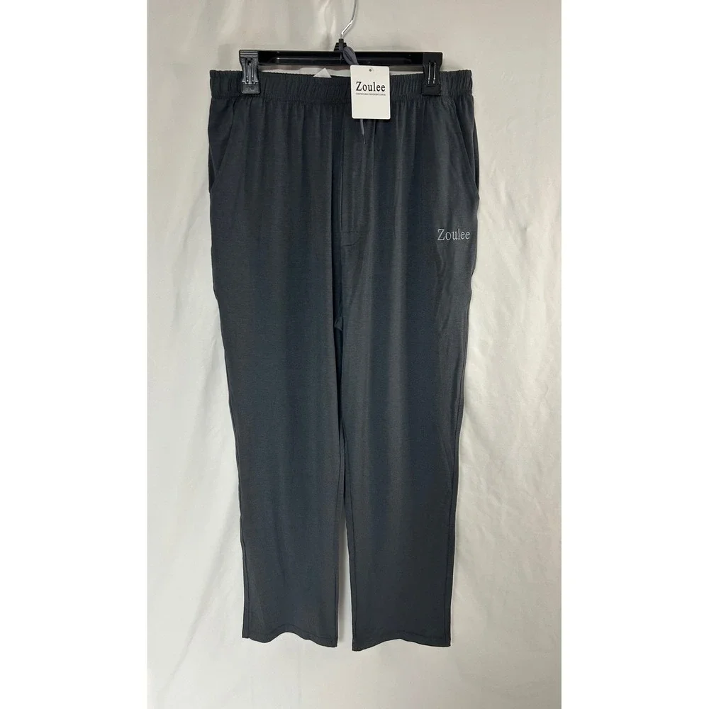 NWT Zoulee Mens Lounge Pants Charcoal Gray Cotton Blend Sweatpants Size L
